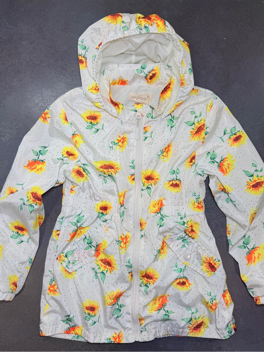 Sweet Stories Sunflower Hooded Rain Jacket 5X Girls